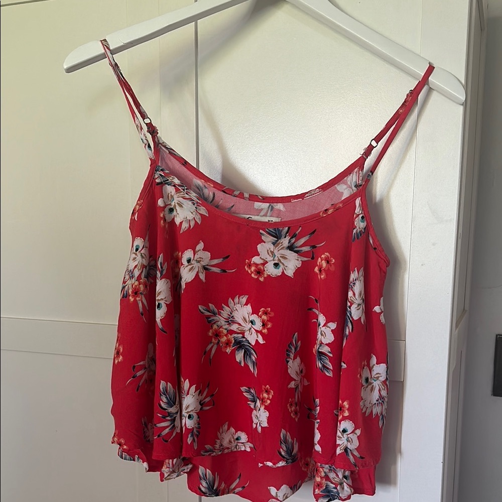 Hollister Red Asymmetrical Camisole Top